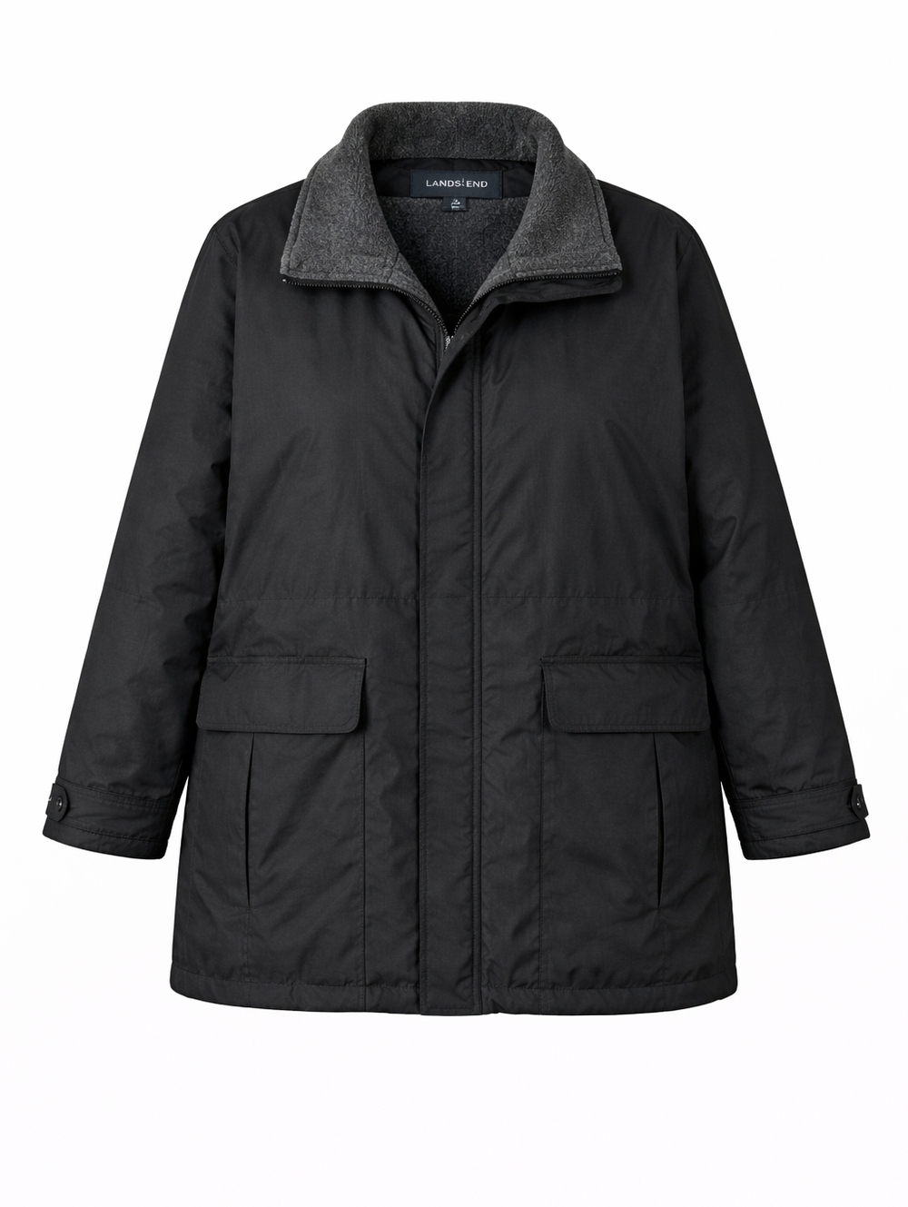 Lands End Polartec Coat Women's Plus 2X Sz 20w-22w Black Jacket Fully Insulated
